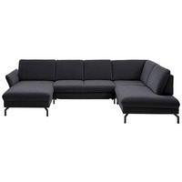 WOHNLANDSCHAFT in Velours Anthrazit  - Anthrazit/Schwarz, Design, Textil/Metall (179/335/220cm) - Beldomo System