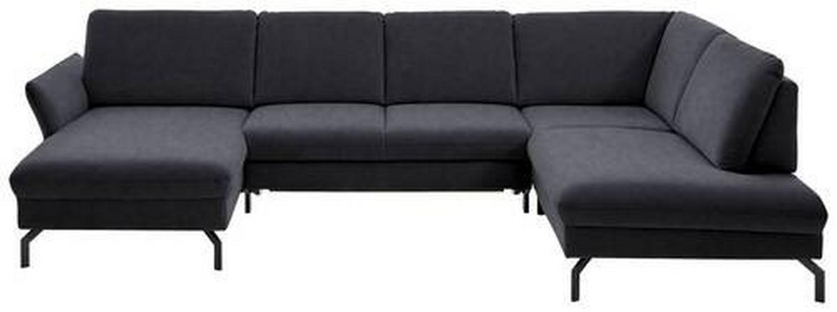 WOHNLANDSCHAFT in Velours Anthrazit  - Anthrazit/Schwarz, Design, Textil/Metall (179/335/220cm) - Beldomo System