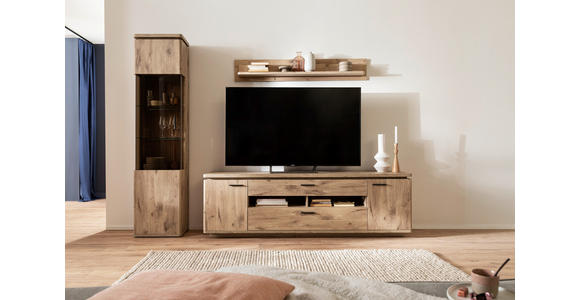 WOHNWAND 3-teilig  in Eichefarben  270/208/50 cm  - Eichefarben/Anthrazit, KONVENTIONELL, Glas/Holzwerkstoff (270/208/50cm) - Cantus