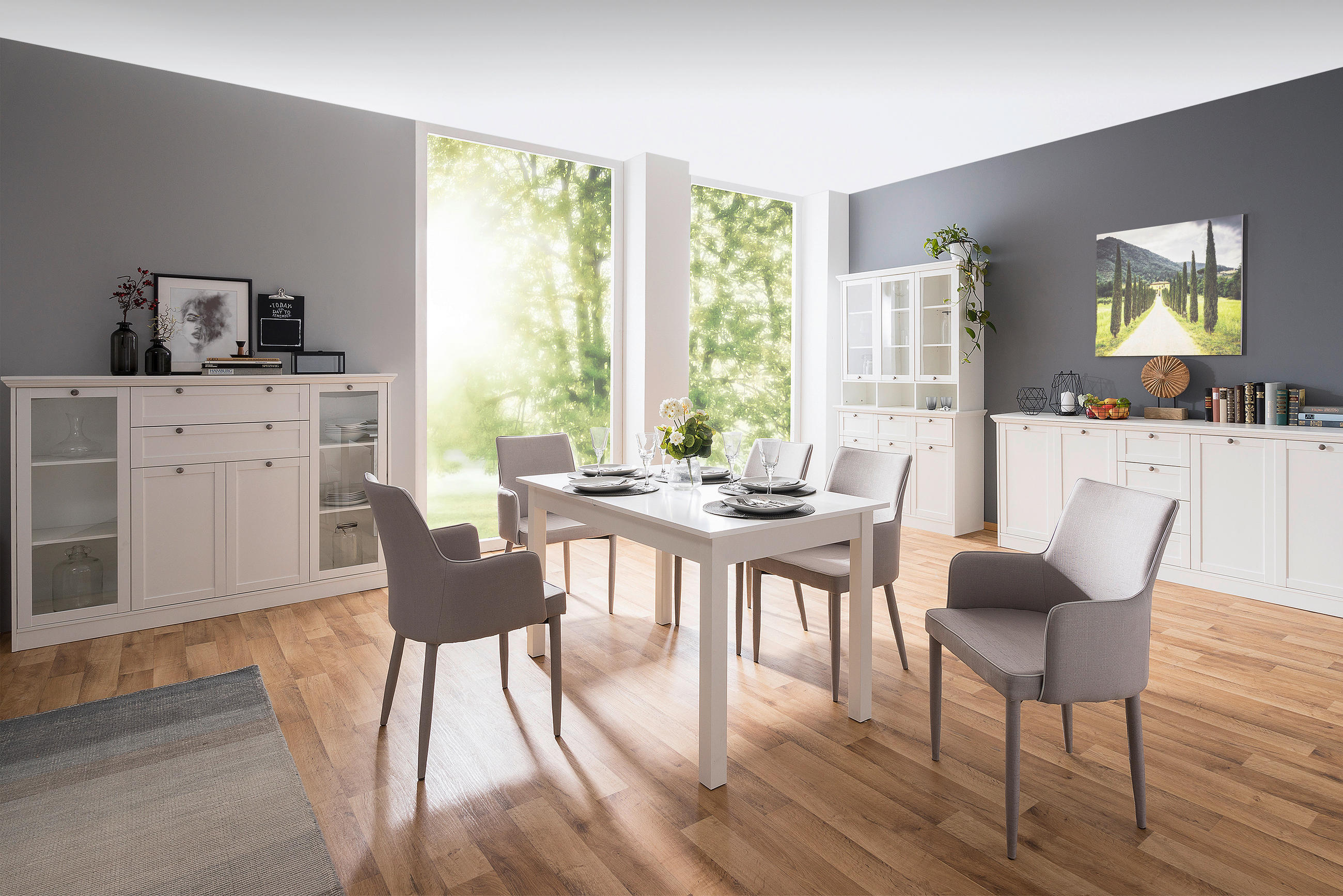 JEDILNA MIZA, bela - bela, Design, leseni material (140/80/76,5cm) - MID.YOU