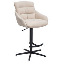 BARHOCKER Webstoff Echtleder Beige Stahl Sitzfläche 360° drehbar, inklusive Armlehnen, automatische Rückholfunktion  - Beige, Design, Leder/Textil (58/103/120/61cm) - Dieter Knoll