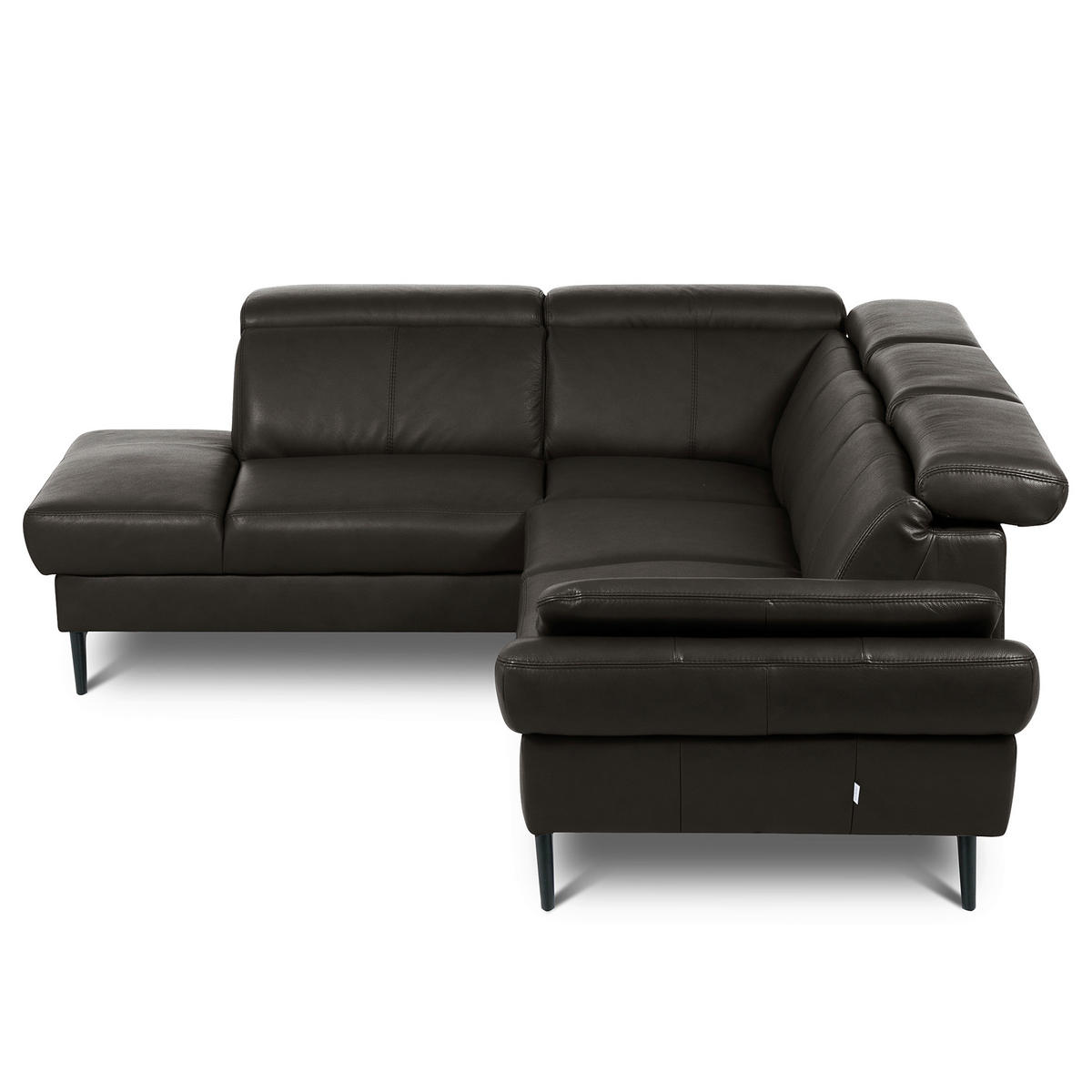 ECKSOFA  in Lederlook Echtleder Dunkelbraun  - Dunkelbraun/Schwarz, Design, Leder/Textil (211/264cm) - Livetastic