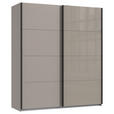 SCHWEBETÜRENSCHRANK  in Graphitfarben, Sahara  - Schwarz/Graphitfarben, Design, Glas/Holzwerkstoff (180/208/65cm) - Carryhome