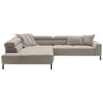 ECKSOFA Sandfarben Feincord Rücken echt, Kopfteilverstellung, Sitzvorzug  - Sandfarben/Schwarz, KONVENTIONELL, Textil/Metall (219/311cm) - Hom`in