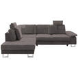 ECKSOFA in Flachgewebe Braun  - Chromfarben/Braun, Design, Textil/Metall (229/296cm) - Novel