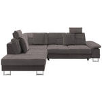 ECKSOFA in Flachgewebe Braun  - Chromfarben/Braun, Design, Textil/Metall (229/296cm) - Novel