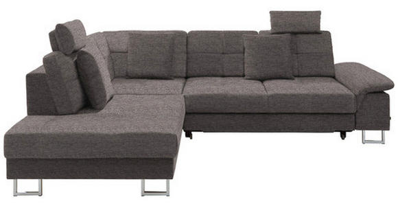 ECKSOFA in Flachgewebe Braun  - Chromfarben/Braun, Design, Textil/Metall (229/296cm) - Novel