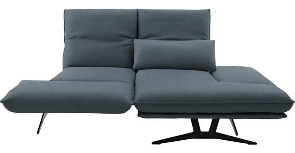 ECKSOFA in Echtleder Blau  - Blau/Schwarz, Design, Leder/Metall (210/130cm) - Dieter Knoll