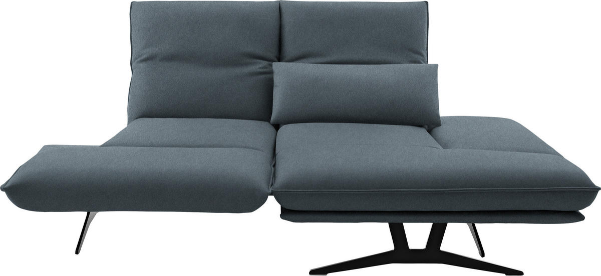 ECKSOFA in Echtleder Blau  - Blau/Schwarz, Design, Leder/Metall (210/130cm) - Dieter Knoll