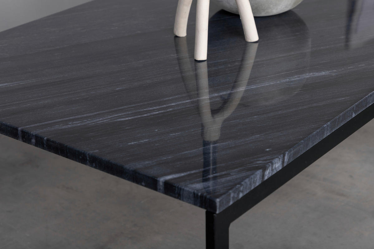 COUCHTISCH 120/60/36 cm rechteckig Grau, Schwarz  - Schwarz/Grau, Design, Stein/Metall (120/60/36cm) - Livetastic