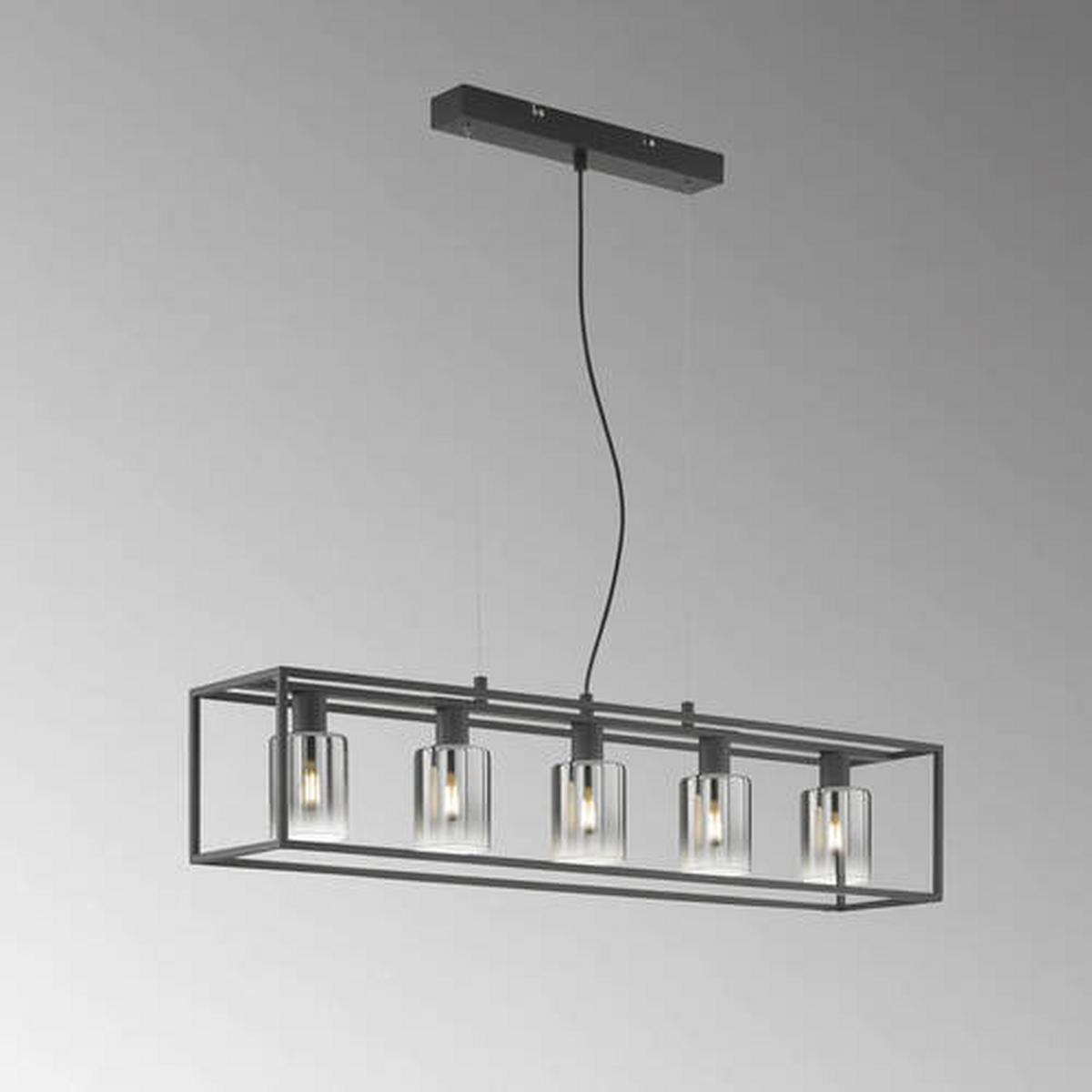 ZÁVĚSNÉ SVÍTIDLO, 95/18/120 cm  - černá, Design, kov/sklo (95/18/120cm) - Fischer & Honsel