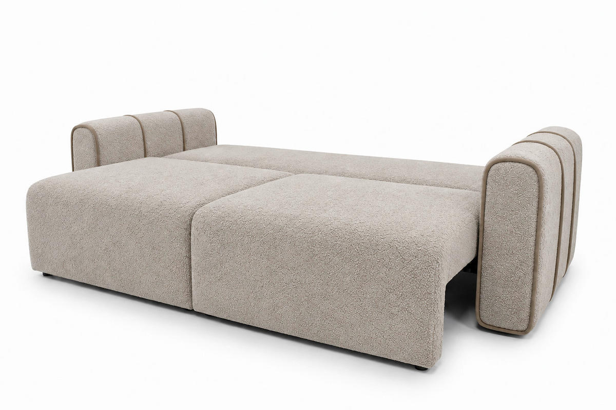 SCHLAFSOFA KIARA Bouclé Taupe  inkl.  - Taupe/Schwarz, Design, Kunststoff/Textil (235/100/100cm) - MID.YOU
