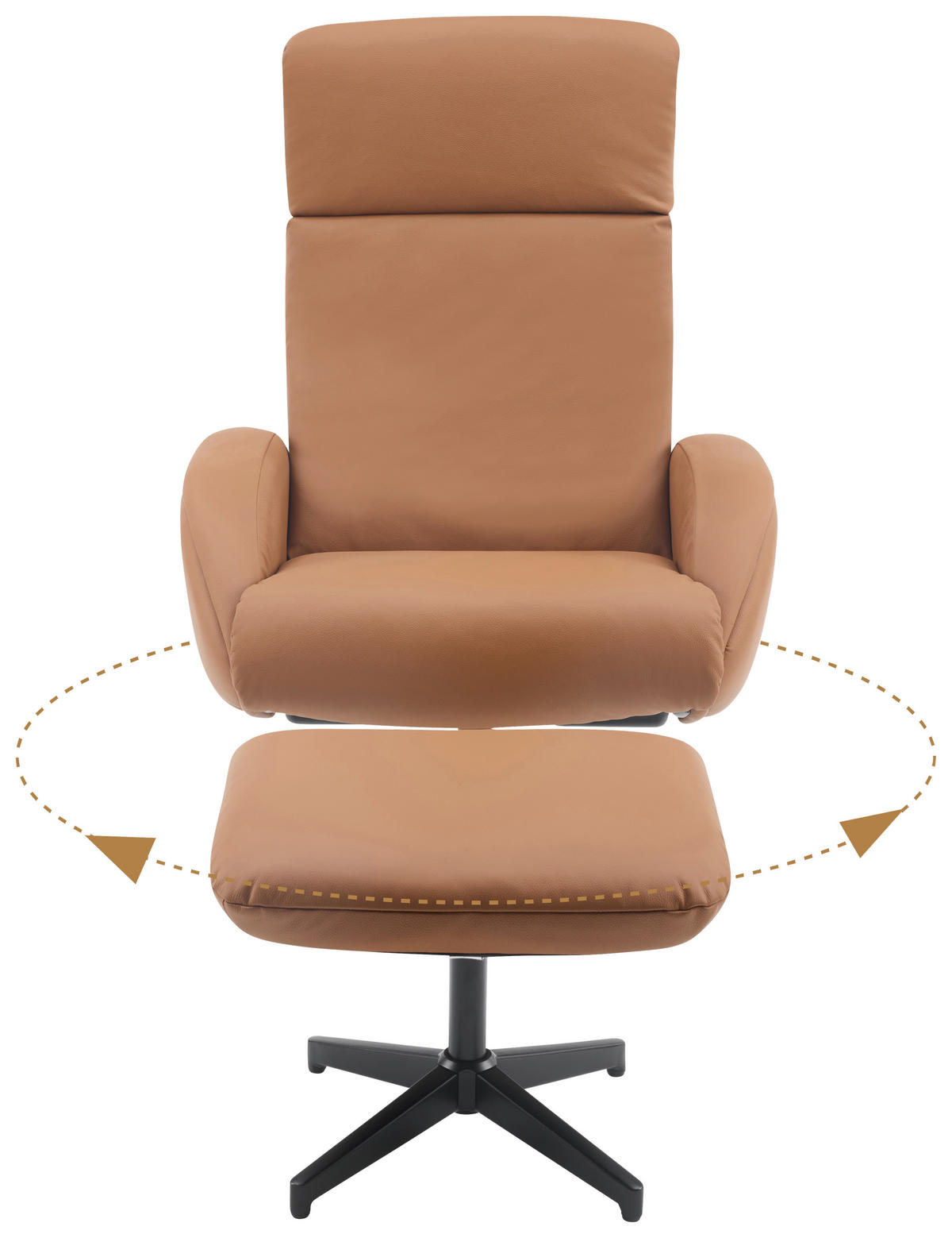 POČIVALNIK S PODNOŽNIKOM,  rjava tekstil, usnje - črna/rjava, Design, kovina/tekstil (77/107/75cm) - Livetastic