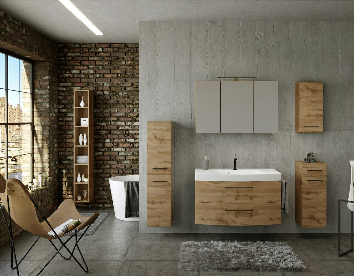 SPIEGELSCHRANK 100/64/20 cm  - Eichefarben, Modern, Glas/Holzwerkstoff (100/64/20cm) - Held