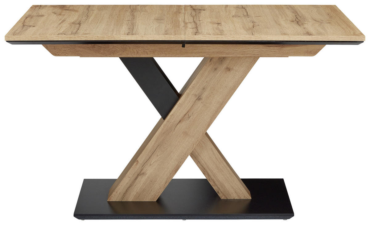 ESSTISCH Eichefarben, Schwarz rechteckig  in verschiedenen Größen erhältlich, ausziehbar  - Eichefarben/Schwarz, Design, Holzwerkstoff (130-170/85/75,5cm) - Cantus