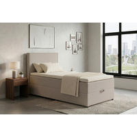 BOXBETT 100/200 cm,  in Beige, H3 = fest  - Beige/Schwarz, MODERN, Kunststoff/Textil (100/200cm) - MID.YOU