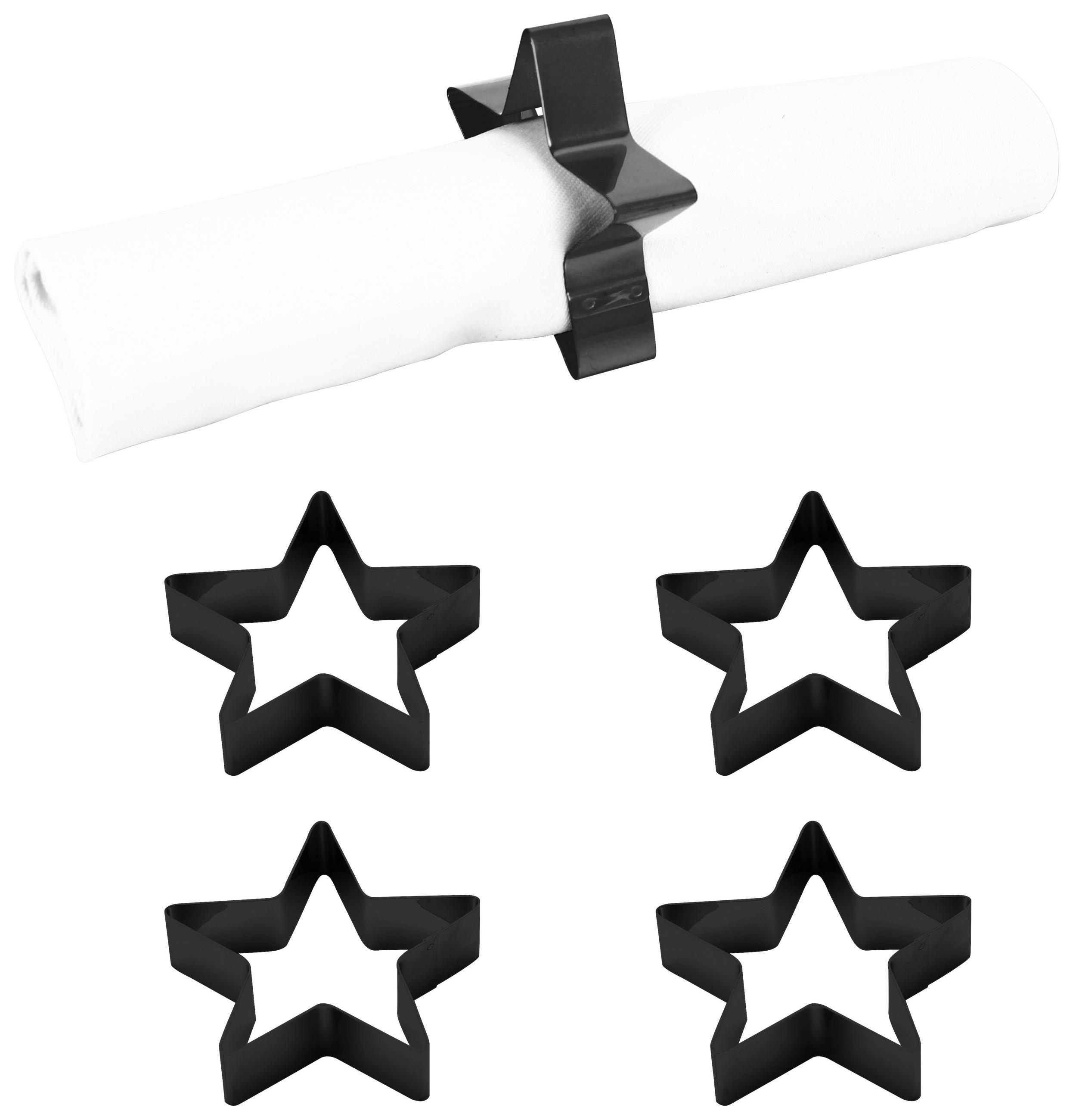 SERVIETTENRING 7 cm cm  4 Stück  - Schwarz, Design, Metall (7 cmcm) - Echtwerk