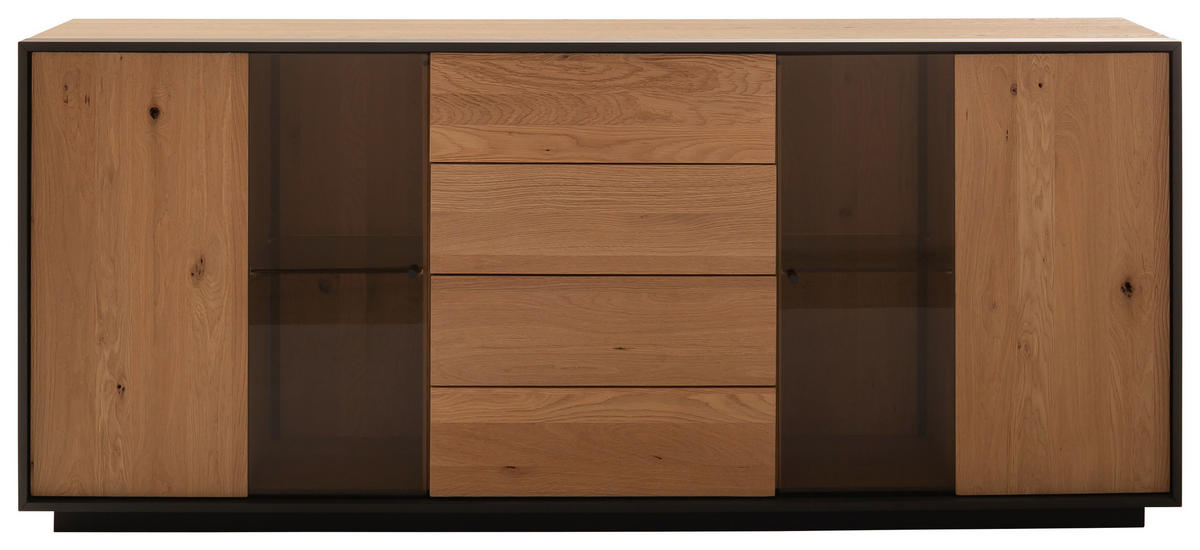 SIDEBOARD Eichefarben  192/82/45 cm  - Eichefarben/Anthrazit, Design, Glas/Holz (192/82/45cm) - Schöner Wohnen