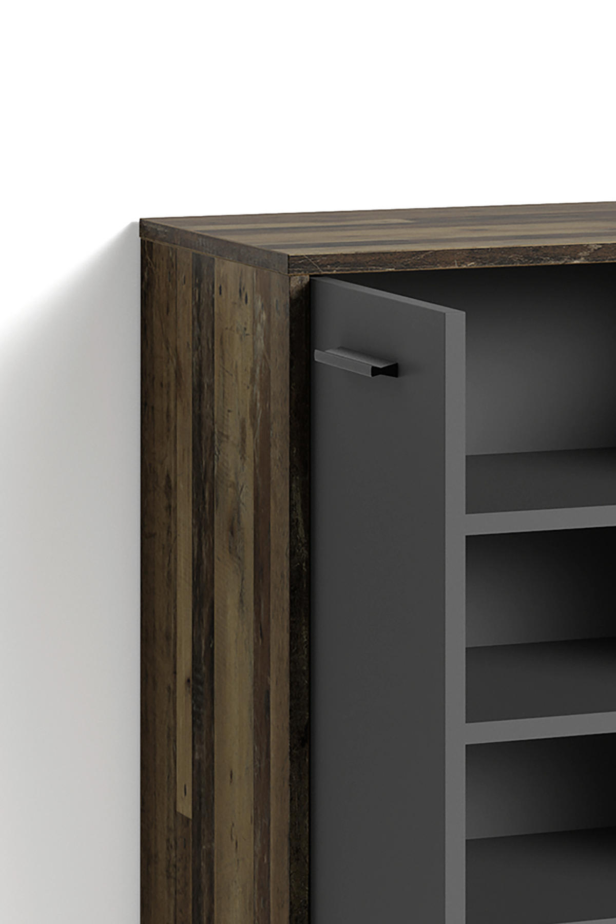 SCHUHSCHRANK Anthrazit, Alteiche  - Alteiche/Anthrazit, MODERN, Holzwerkstoff/Kunststoff (63/83/35cm) - MID.YOU
