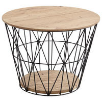 COUCHTISCH Kerneiche vollmassiv 62/62/46 cm rund Anthrazit, Eichefarben  - Eichefarben/Anthrazit, Design, Holz/Metall (62/62/46cm)