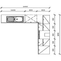 ECKKÜCHE 245/285 cm  in Weiß, Eichefarben  - Edelstahlfarben/Eichefarben, KONVENTIONELL, Holzwerkstoff/Metall (245/285cm) - Xora