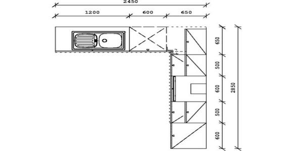 ECKKÜCHE 245/285 cm  in Weiß, Eichefarben  - Eichefarben/Weiß, KONVENTIONELL, Holzwerkstoff (245/285cm) - Xora