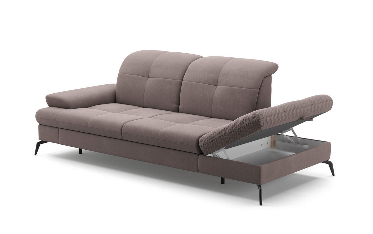RÉCAMIERE in Flachgewebe Taupe  - Taupe/Schwarz, Konventionell, Textil/Metall (231/90/122cm) - Sit & More