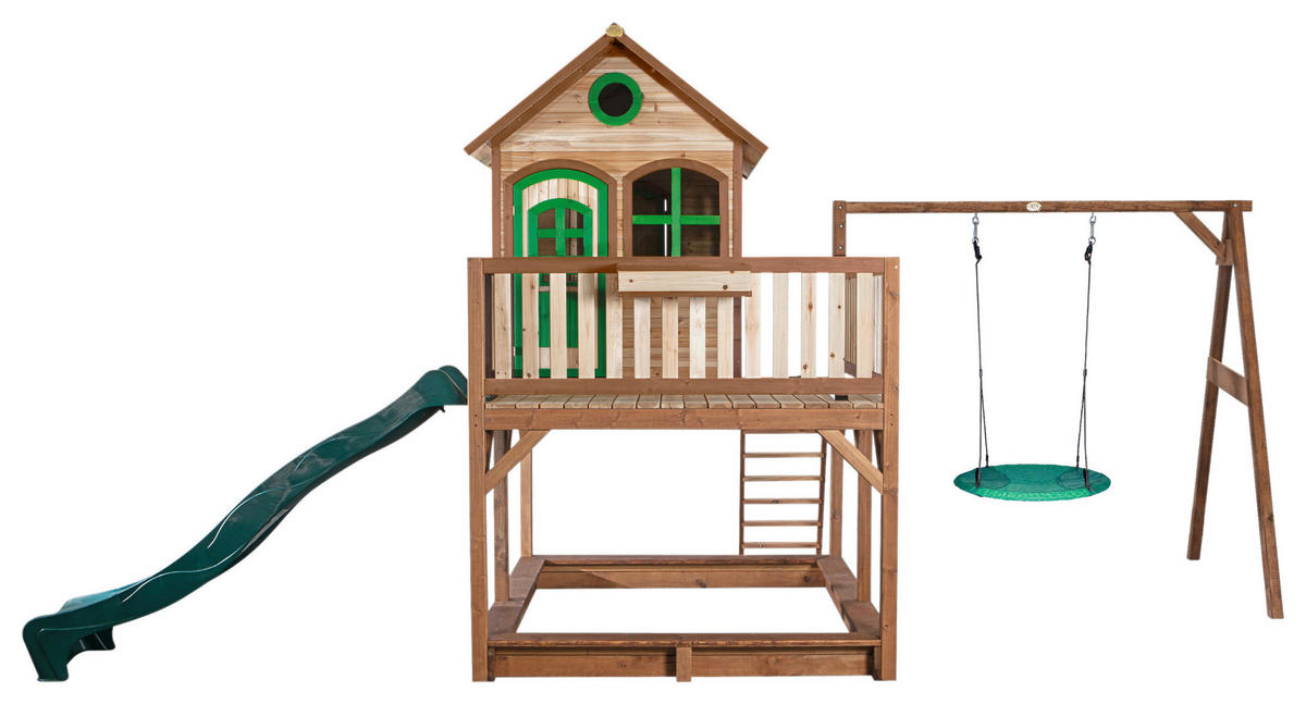 SPIELTURM 613/291/277 cm  - Braun/Grün, Konventionell, Holz (613/291/277cm)