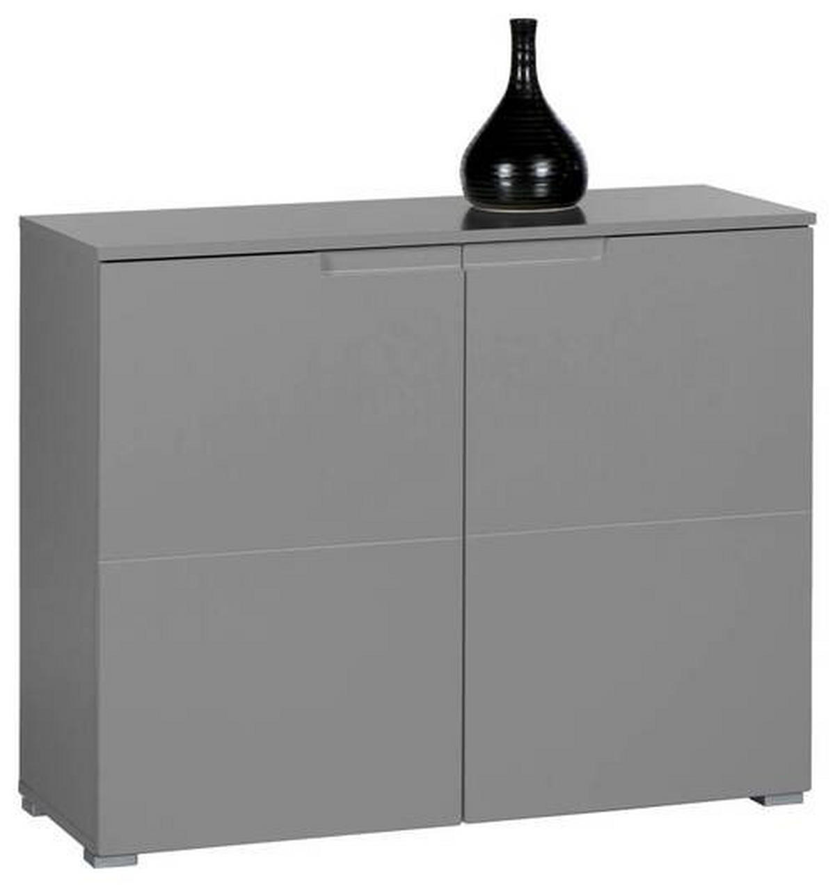 KOMODA, šedá, 100/80/40 cm - šedá/barvy stříbra, Basics, kompozitní dřevo/plast (100/80/40cm)