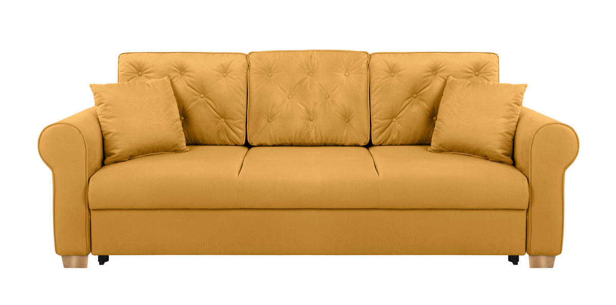 SCHLAFSOFA in Gelb  - Gelb/Buchefarben, Design, Holz/Textil (240/94/98cm) - MID.YOU