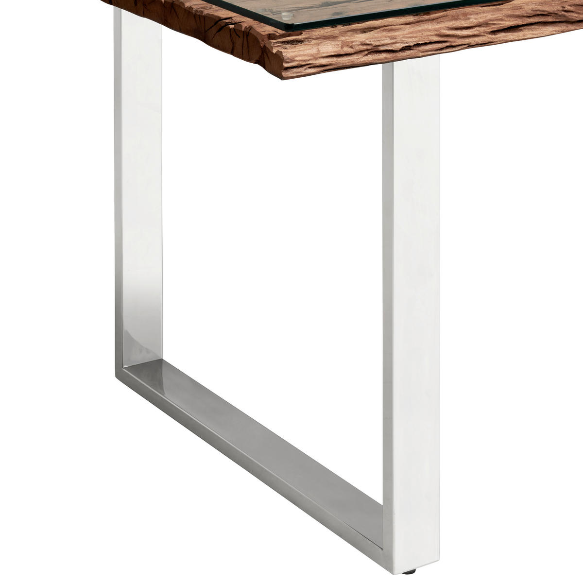 ESSTISCH in Holz, Metall, Glas  - Edelstahlfarben/Naturfarben, LIFESTYLE, Glas/Holz (180/76/100cm) - Livetastic
