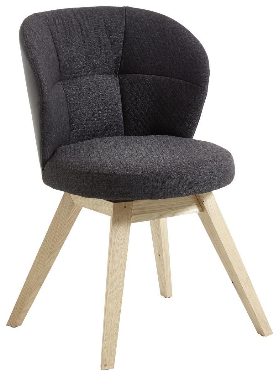 STUHL  in pigmentiert Holz, Textil, Leder  - Eichefarben/Anthrazit, Natur, Leder/Holz (55/84/57cm) - Valnatura