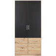 KLEIDERSCHRANK  in Dunkelgrau, Eiche Artisan  - Dunkelgrau/Silberfarben, Design, Holzwerkstoff/Kunststoff (91/197/54cm) - Carryhome