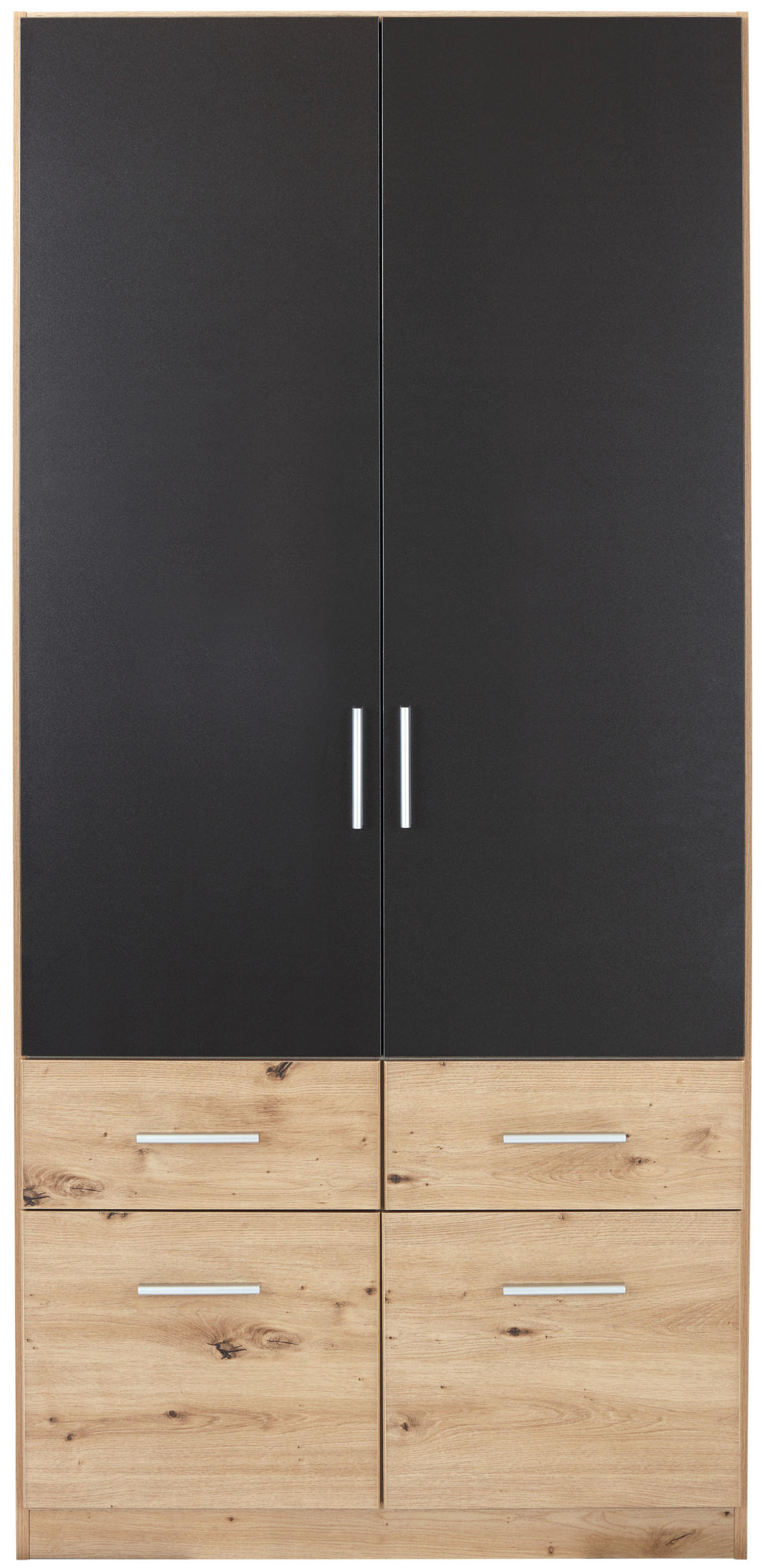 KLEIDERSCHRANK in Dunkelgrau, Eiche Artisan  - Dunkelgrau/Silberfarben, Design, Holzwerkstoff/Kunststoff (91/197/54cm) - Carryhome