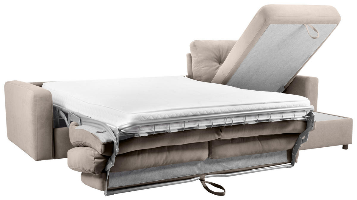 ECKSOFA Hellbraun Webstoff  - Hellbraun/Schwarz, KONVENTIONELL, Kunststoff/Textil (270/160cm) - Carryhome