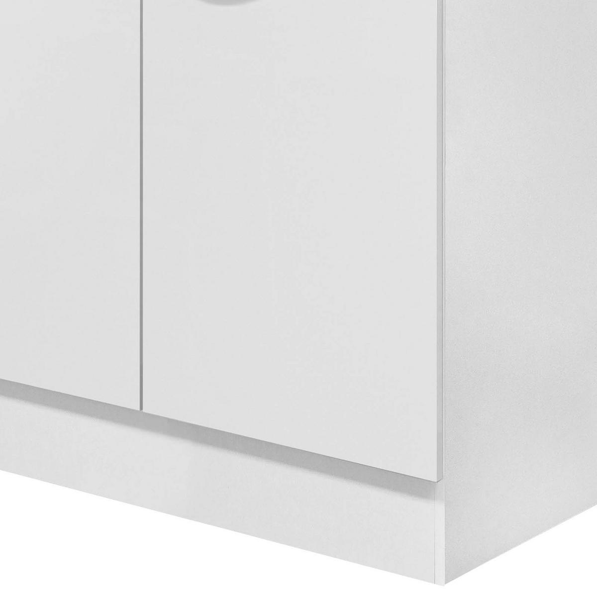 SPÜLENUNTERSCHRANK 100/86/57 cm  in Weiß, Weiß Hochglanz  - Schieferfarben/Edelstahlfarben, MODERN, Holzwerkstoff/Metall (100/86/57cm) - FlexWell