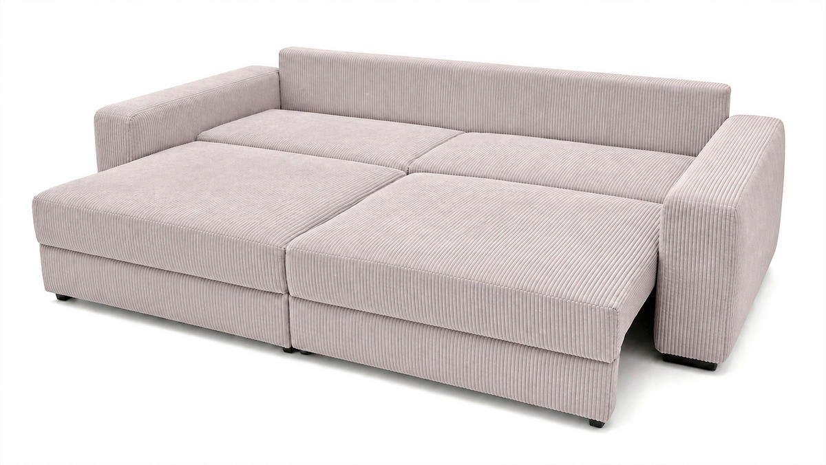 3-SITZER-SOFA Cord Cappuccino  - Schwarz/Cappuccino, Basics, Holz/Textil (250/90/110cm) - MID.YOU