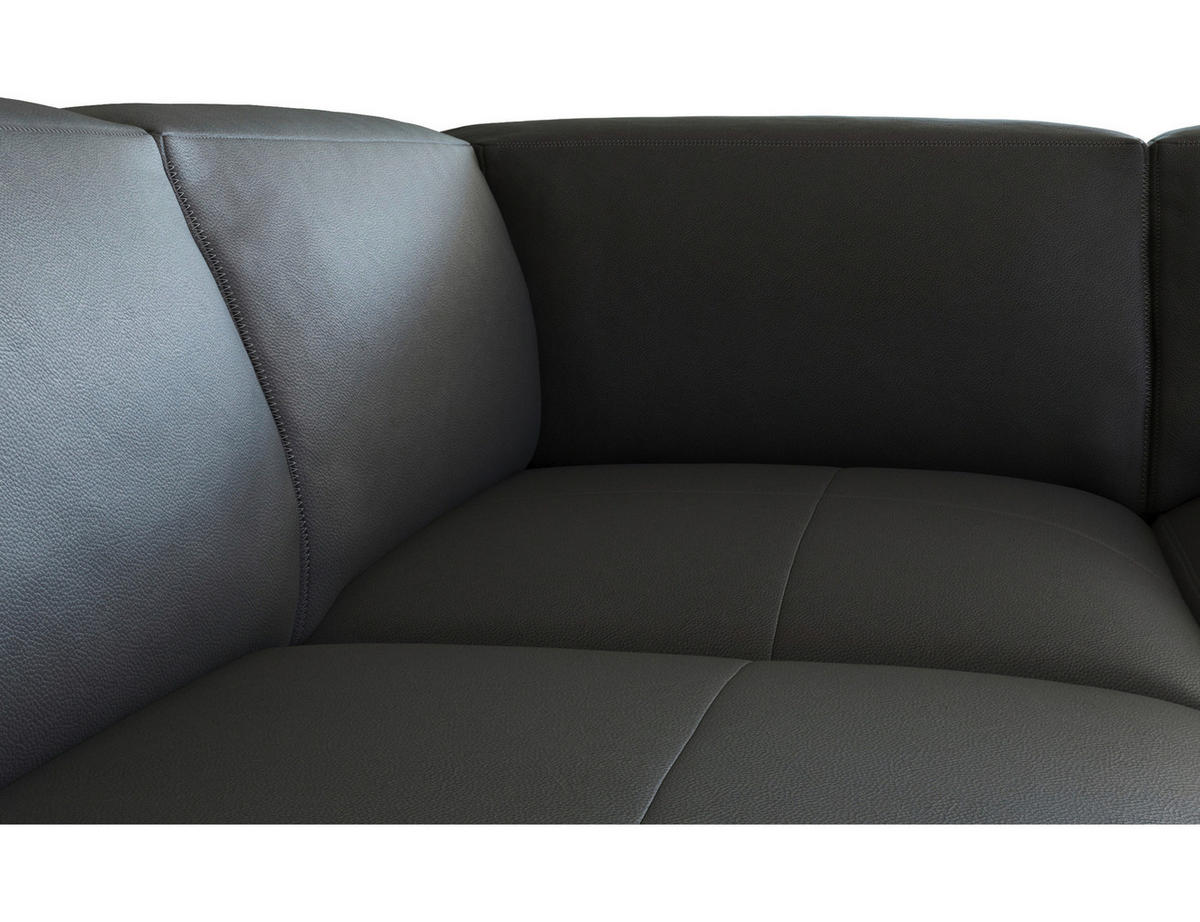 CloseUp von Livetastic ECKSOFA Schwarz Echtleder.