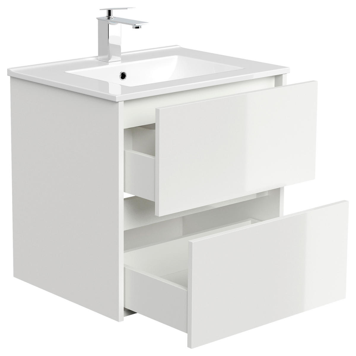 WASCHTISCHKOMBI 60 cm  - Weiß Hochglanz/Weiß, MODERN, Keramik/Holzwerkstoff (60cm) - MID.YOU