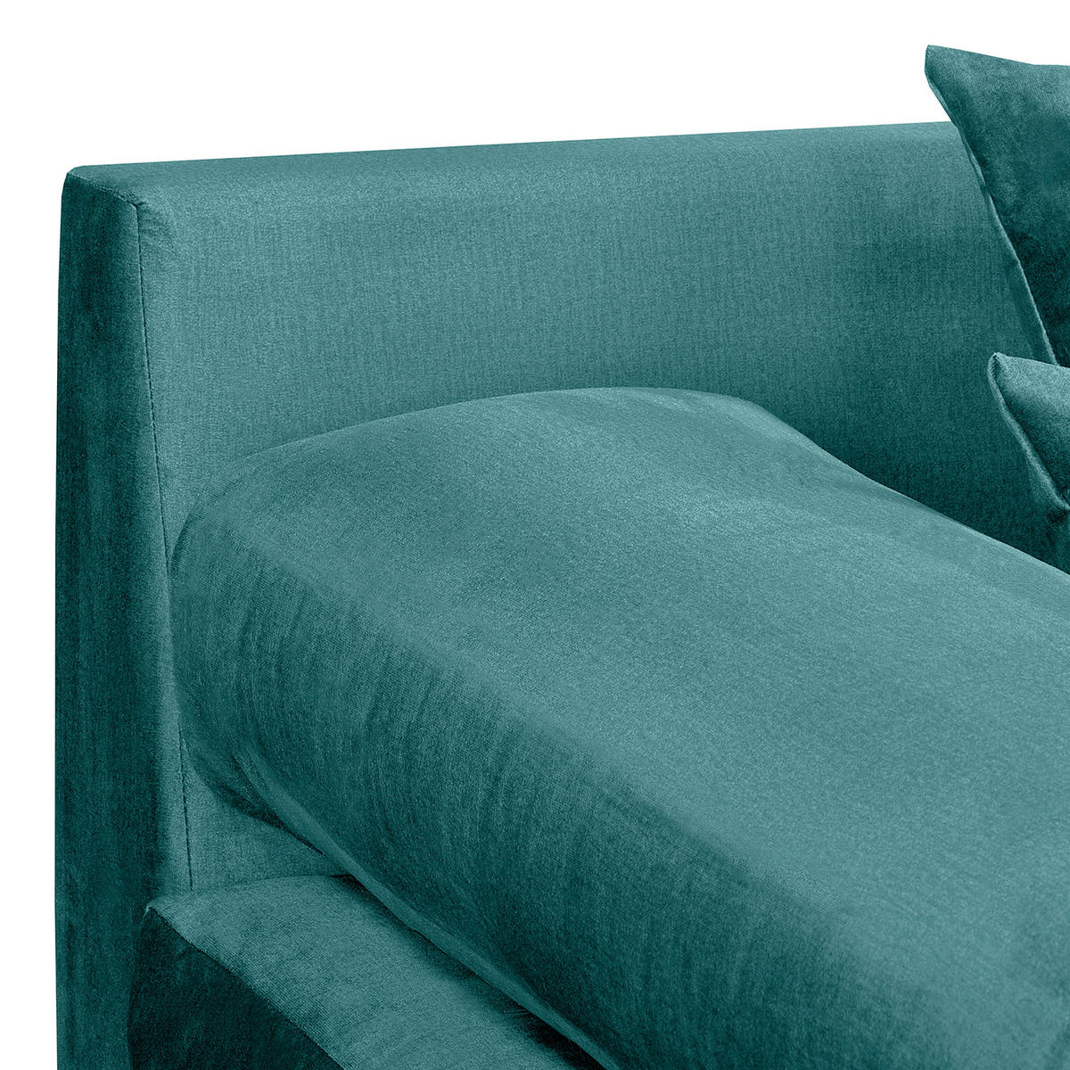 ECKSOFA Naomi in Velours Blau Rückenkissen  243/284 cm  - Blau/Schwarz, Design, Kunststoff/Textil (243/284cm) - P & B