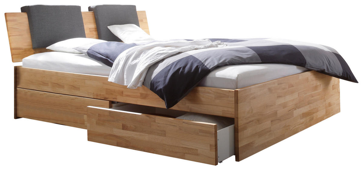 STAURAUMBETT 200/200 cm  in Buchefarben  - Buchefarben/Schwarz, Design, Holz (200/200cm) - Hasena