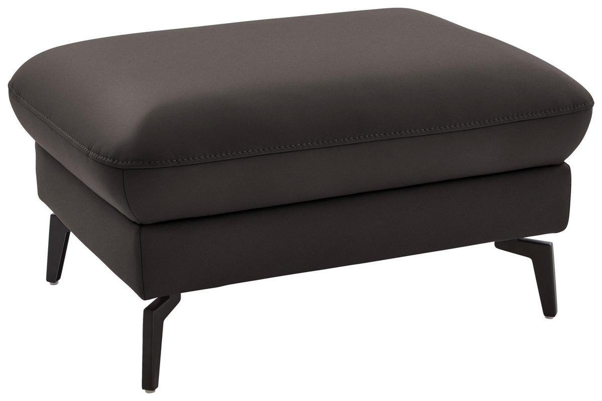 ECKSOFA in Echtleder Dunkelgrau  - Dunkelgrau/Schwarz, Natur, Leder/Metall (281/168cm) - Valdera