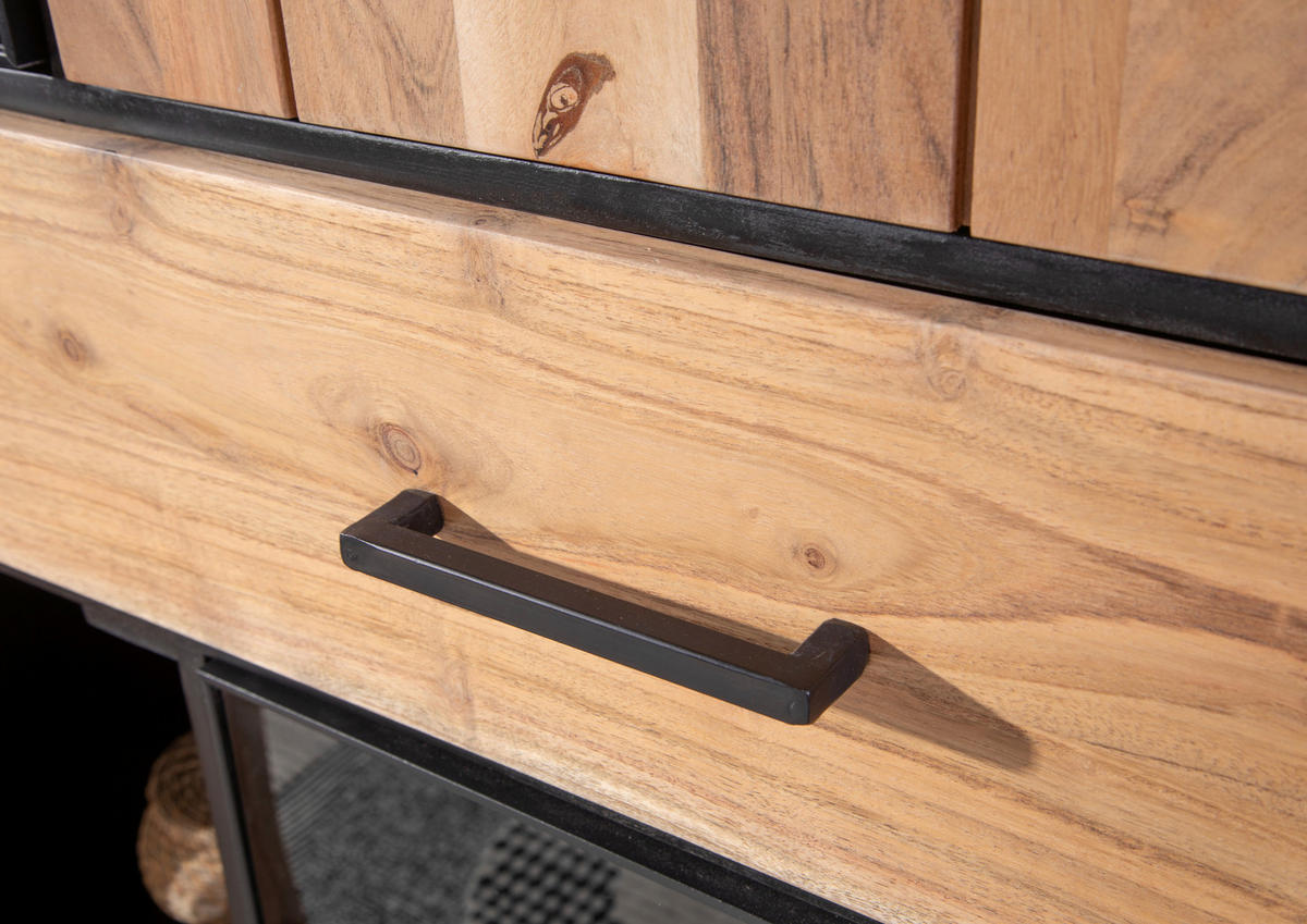 HIGHBOARD  in 150/150/44 cm  - Schwarz/Akaziefarben, LIFESTYLE, Glas/Holz (150/150/44cm) - Landscape