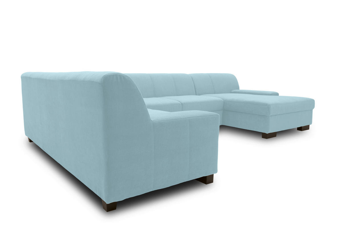 WOHNLANDSCHAFT Pastellblau Webstoff  - Wengefarben/Pastellblau, Design, Holz/Textil (212/328/153cm) - MID.YOU