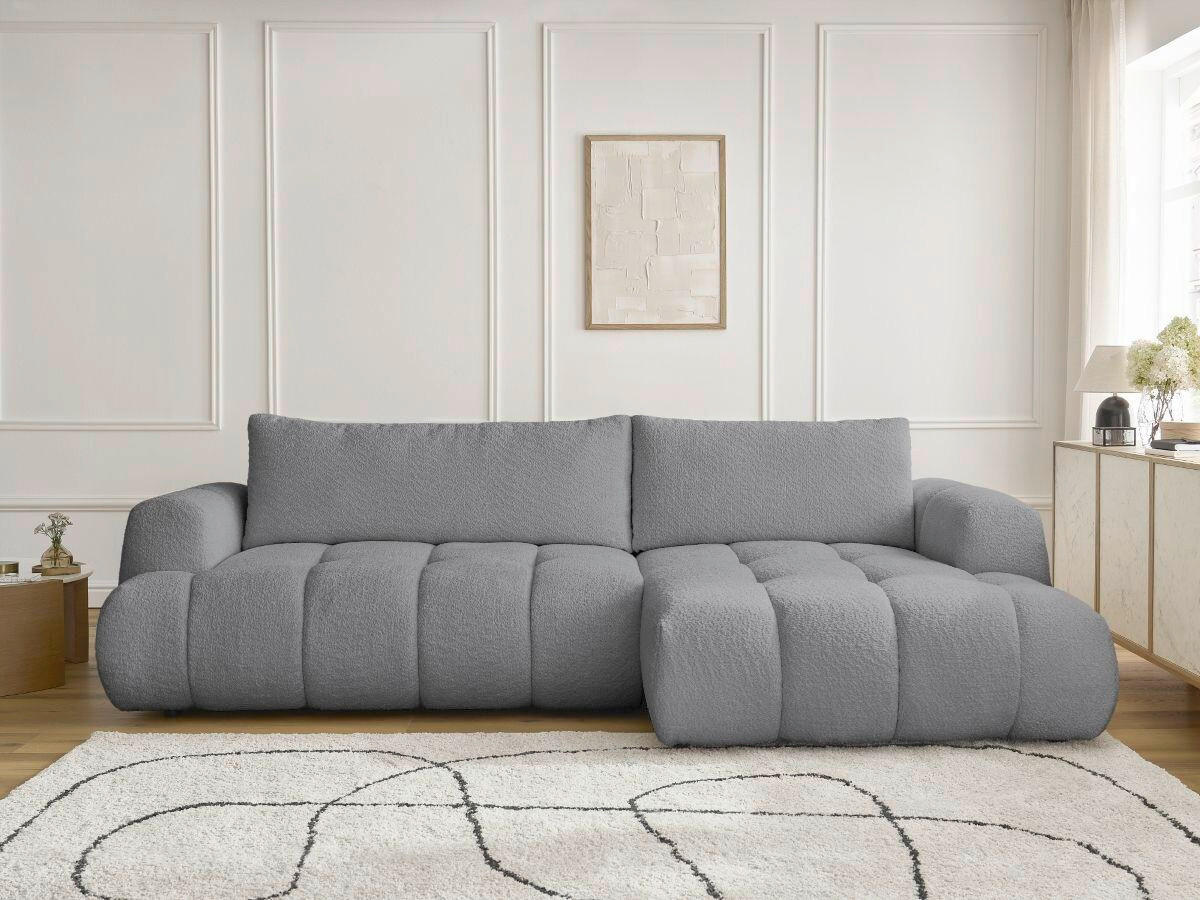 ECKSCHLAFSOFA FUJI Bouclé Dunkelgrau  inkl.  - Dunkelgrau/Schwarz, MODERN, Kunststoff/Textil (292/160cm)