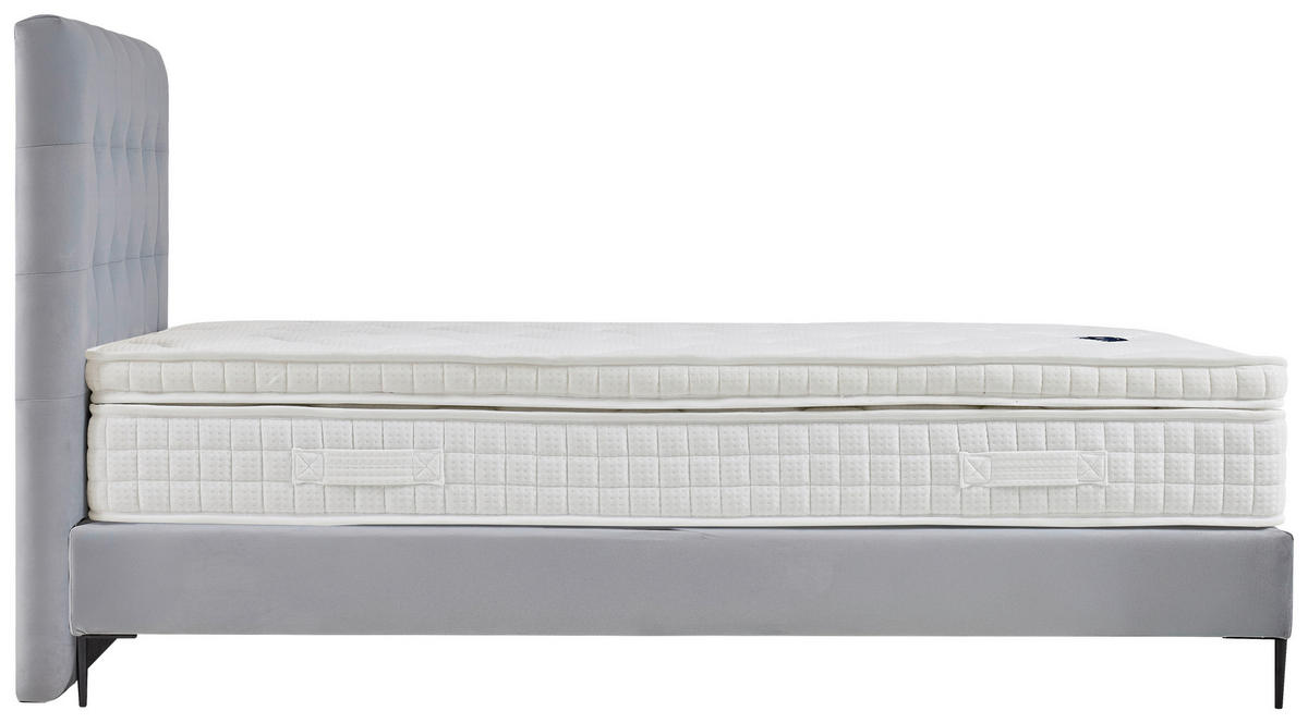 BOXSPRINGBETT 140/200 cm  in Hellgrau  - Hellgrau/Schwarz, MODERN, Holzwerkstoff/Textil (140/200cm) - MID.YOU