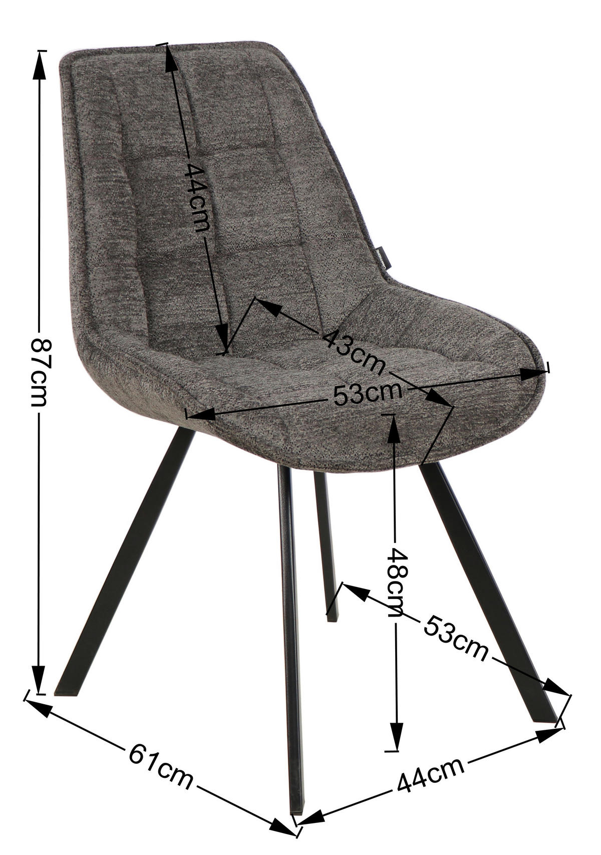 STOLICA  antracit, crna  metal, tekstil      - siva/crna, Design, metal/tekstil (53/87/61cm) - Carryhome