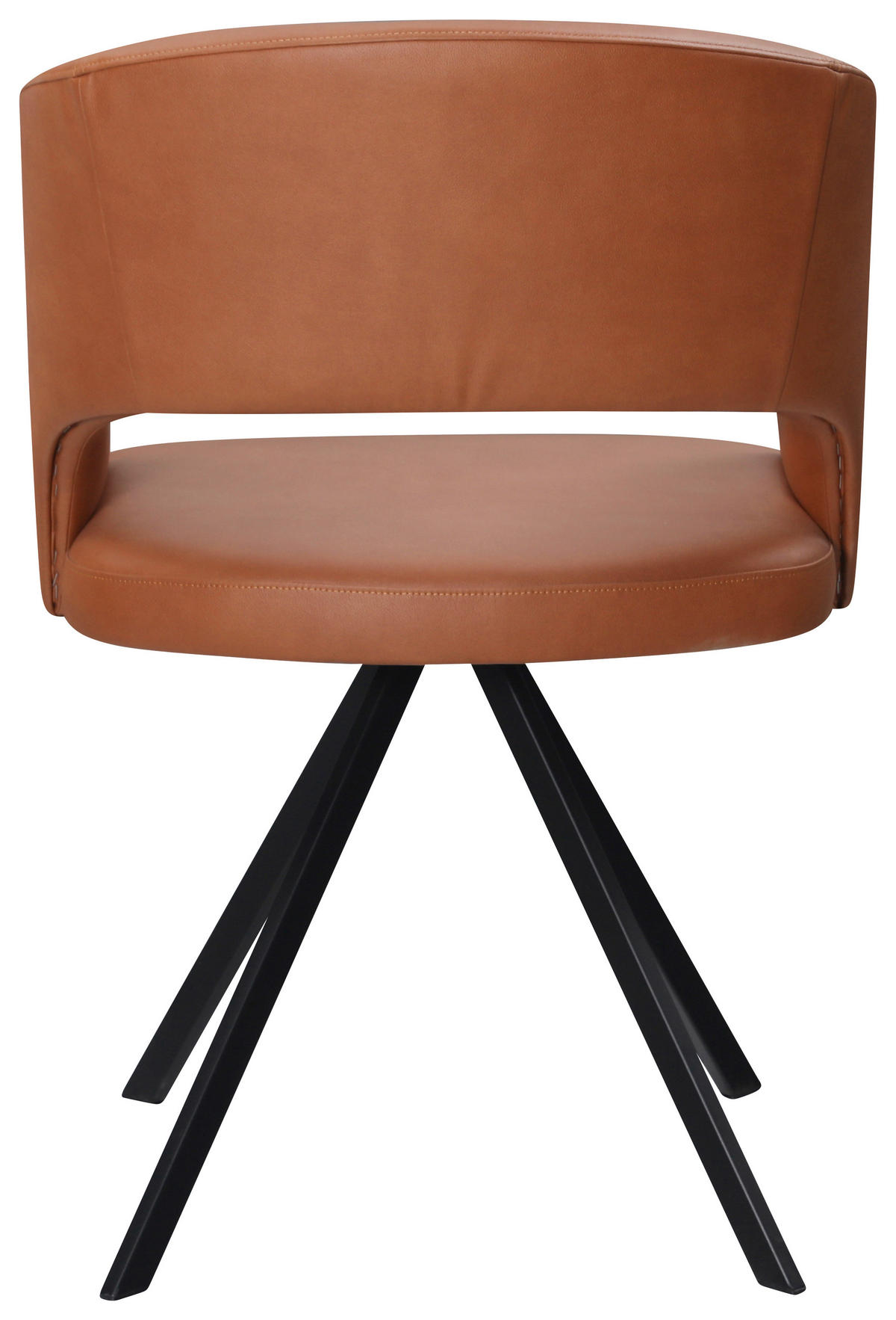 ARMLEHNSTUHL  in Stahl Lederlook (vegan)  - Cognac/Schwarz, KONVENTIONELL, Textil/Metall (56/84/59cm) - Moderano