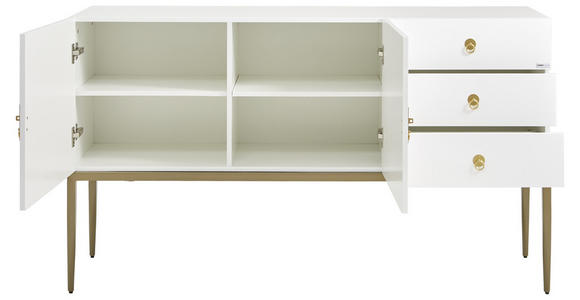 SIDEBOARD Weiß, Messingfarben Einlegeböden  - Messingfarben/Weiß, Design, Holzwerkstoff/Metall (150/85/40cm) - Carryhome