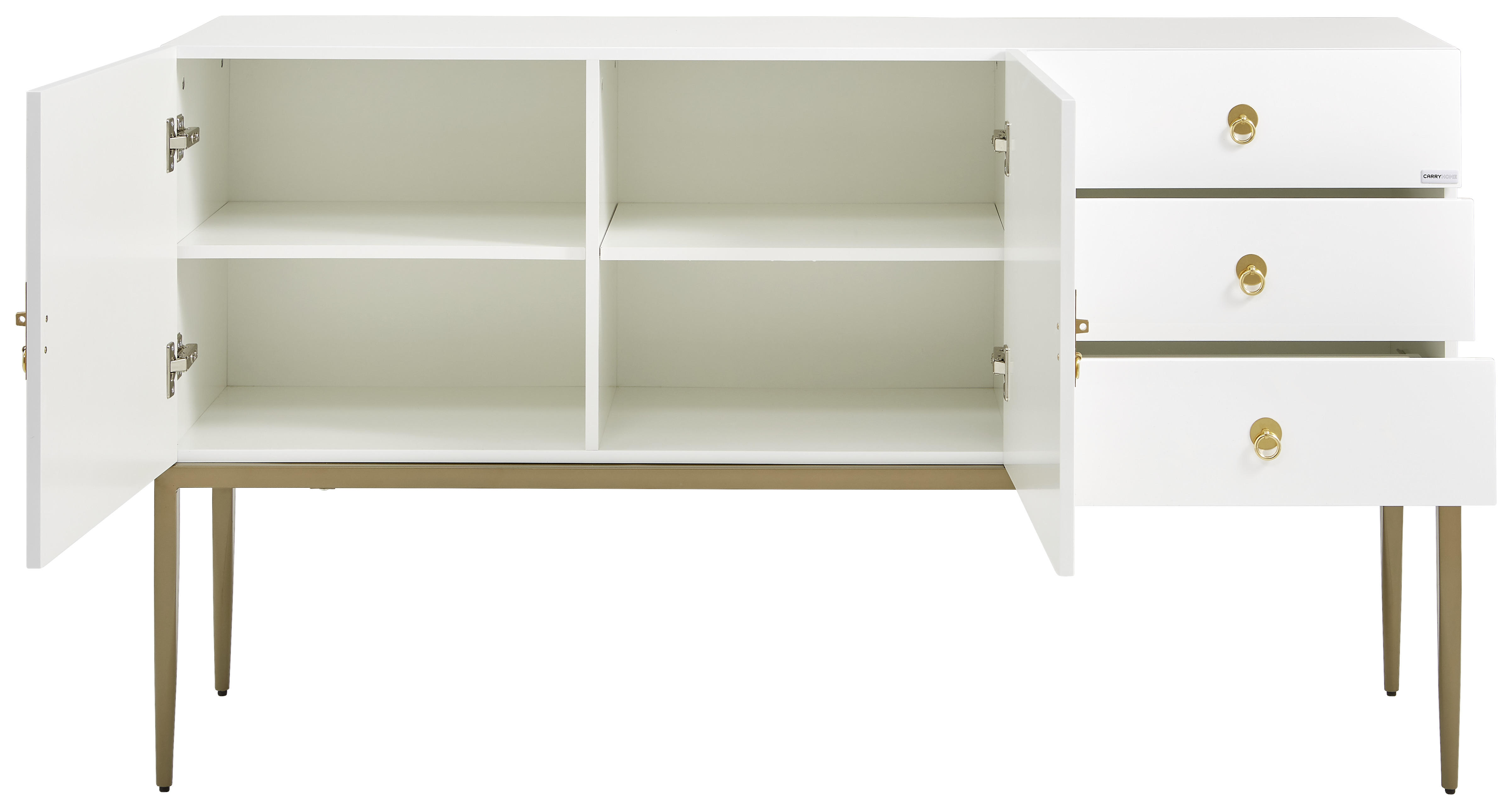 KOMMODE Weiß, Kupferfarben  - Weiß/Kupferfarben, Design, Holzwerkstoff/Metall (150/85/40cm) - Carryhome
